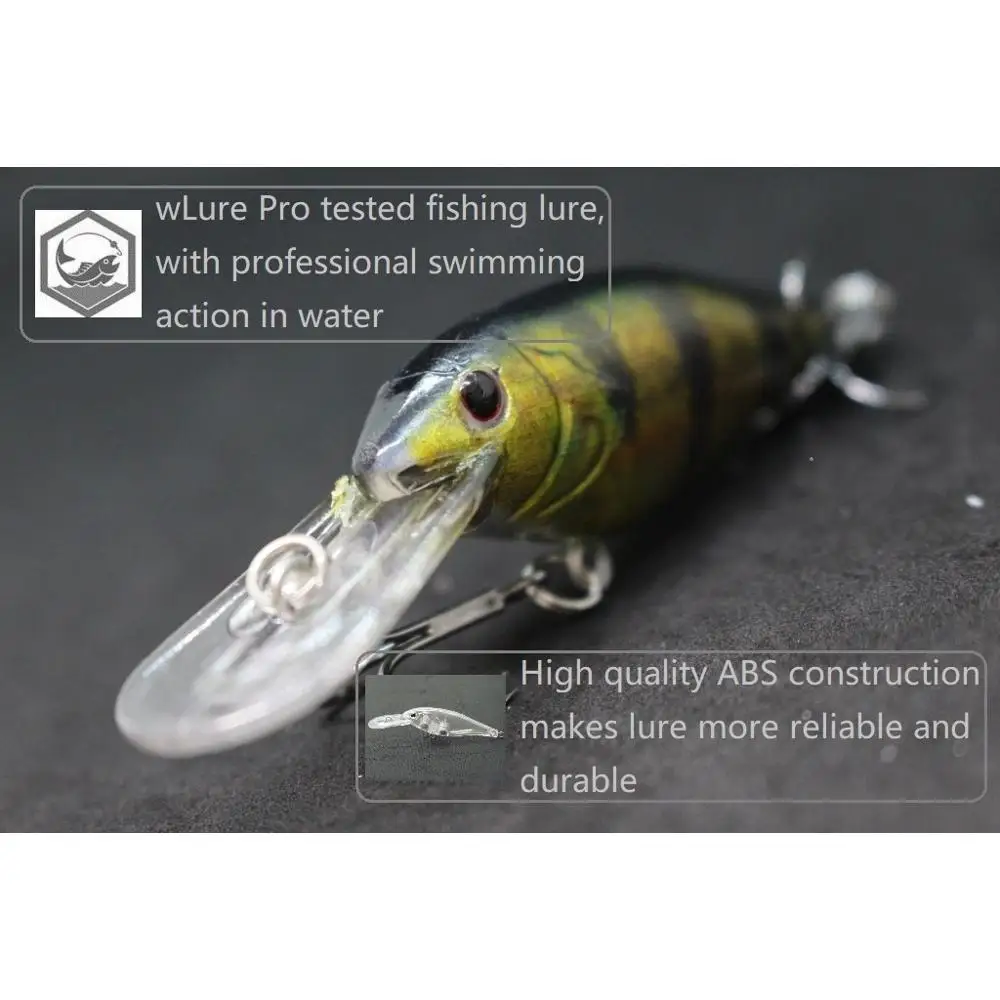 wLure Jerbait Wobbler Fishing Lure 3 Meters Diving Hard Lure Tight Wobble Life Like Painting Cutting Blade Hooks HC187