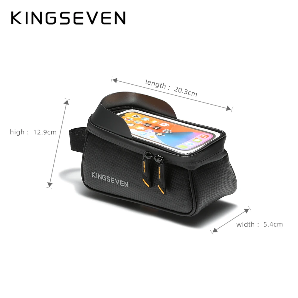 KINGSEVEN Bicycle Front Top Tube Frame Bag 1.6L MTB Road Mountain Cycling Bike Bag Touch Screen Phone Case Bike Accessories