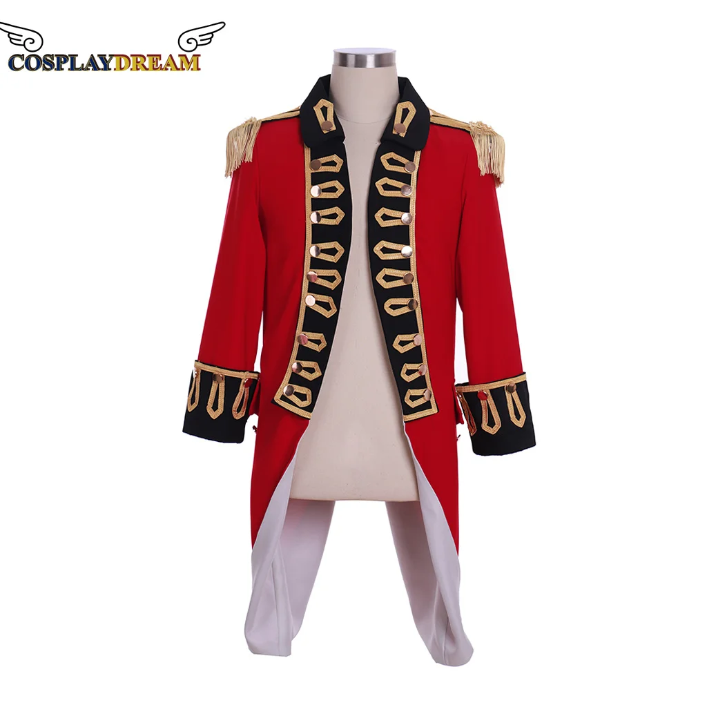 

Medieval Men's Colonial Military Red Uniform Tailcoat Costume 18th Century Victorian Men's Regency Outfit Retro Tuxedo Tailcoat