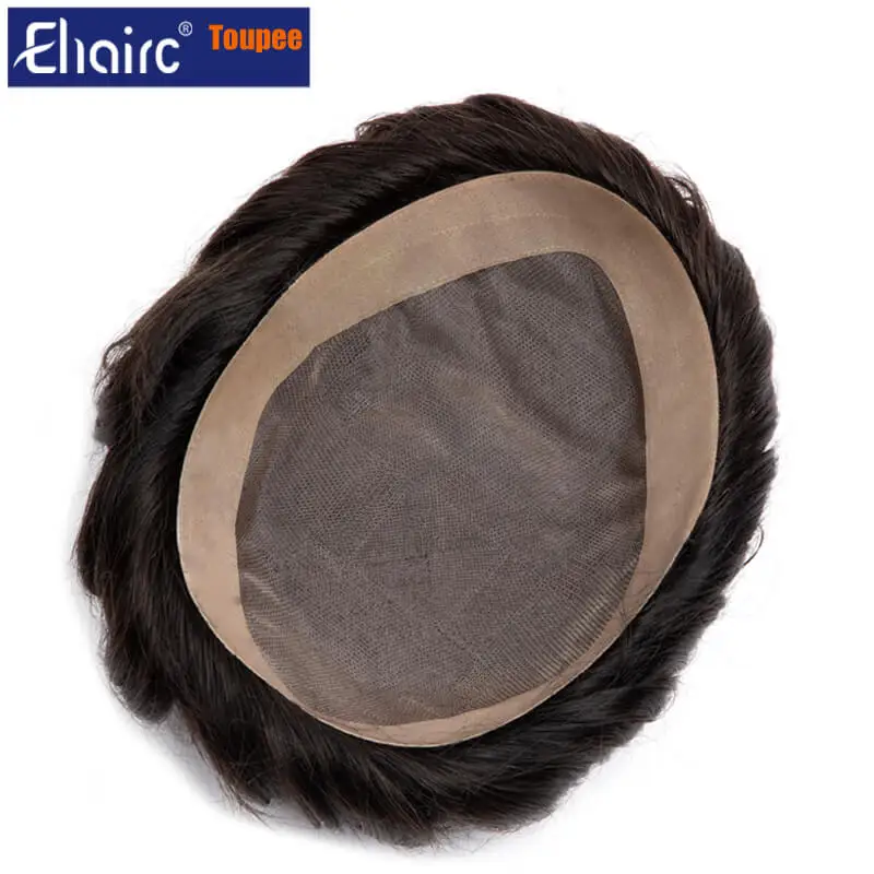 Eco-toupee men mono & pu masculino cabelo prótese perucas masculinas respiráveis 6 "sistema de substituição unidade 100% natural peruca de cabelo humano