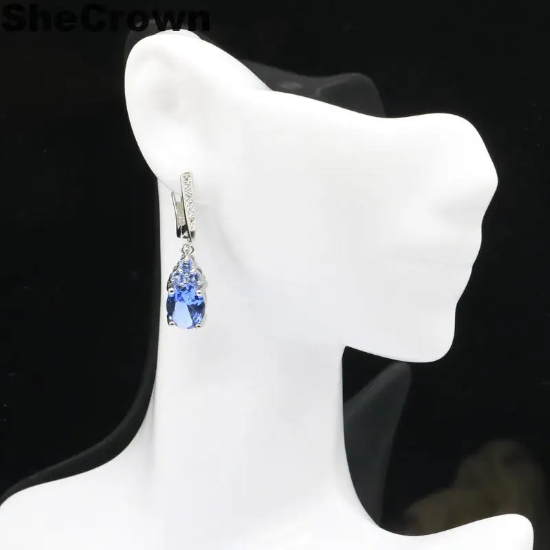 Buy 4 Get 1 Free Lovely 5.7g Violet Tanzanite Aquamarine Pink Morganite London Blue Topaz CZ Silver Earrings
