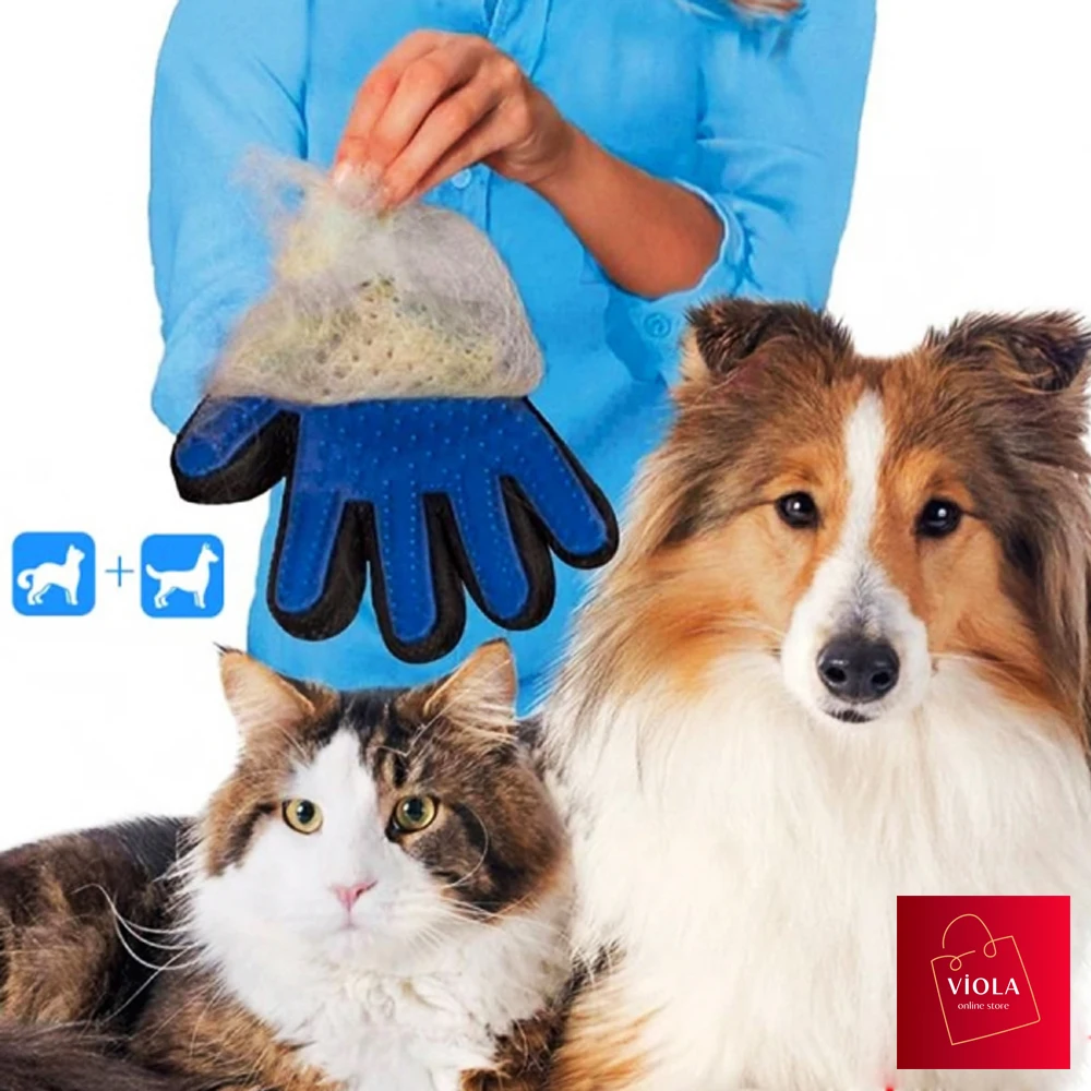 Cat Dog Cleaning Lint Glove High Quality Blue Color Practical Useful Plastic Massage Relaxing Healthy Pet Care