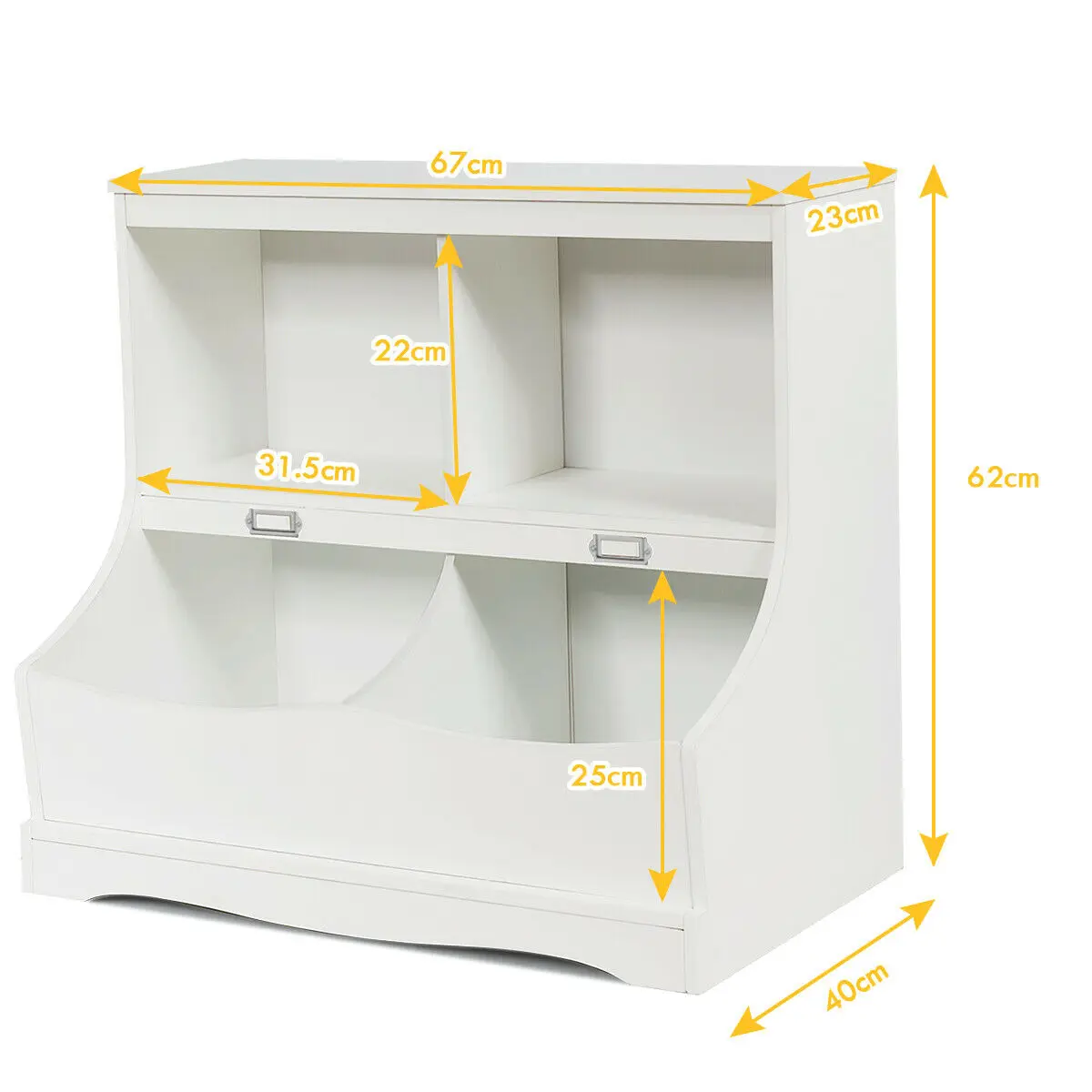 Children's Multi-Functional Bookcase Toy Storage Bin Kids Floor Cabinet White/Gray  HW63982