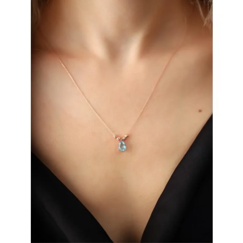 925 Sterling Silver Necklace Jewelry Silver Drop Dorika Model Rose Plated Silver Necklace fashion women girl gift