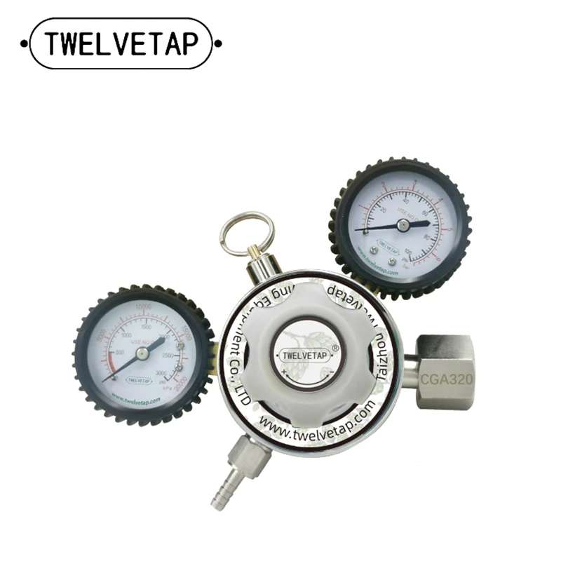 

TWELVETAP Keg Regulator CO2 G5/8 CGA320 Type30 Interface 0-100 PSI Working Pressure 0-3000 PSI Tank Pressure CO2 Regulator