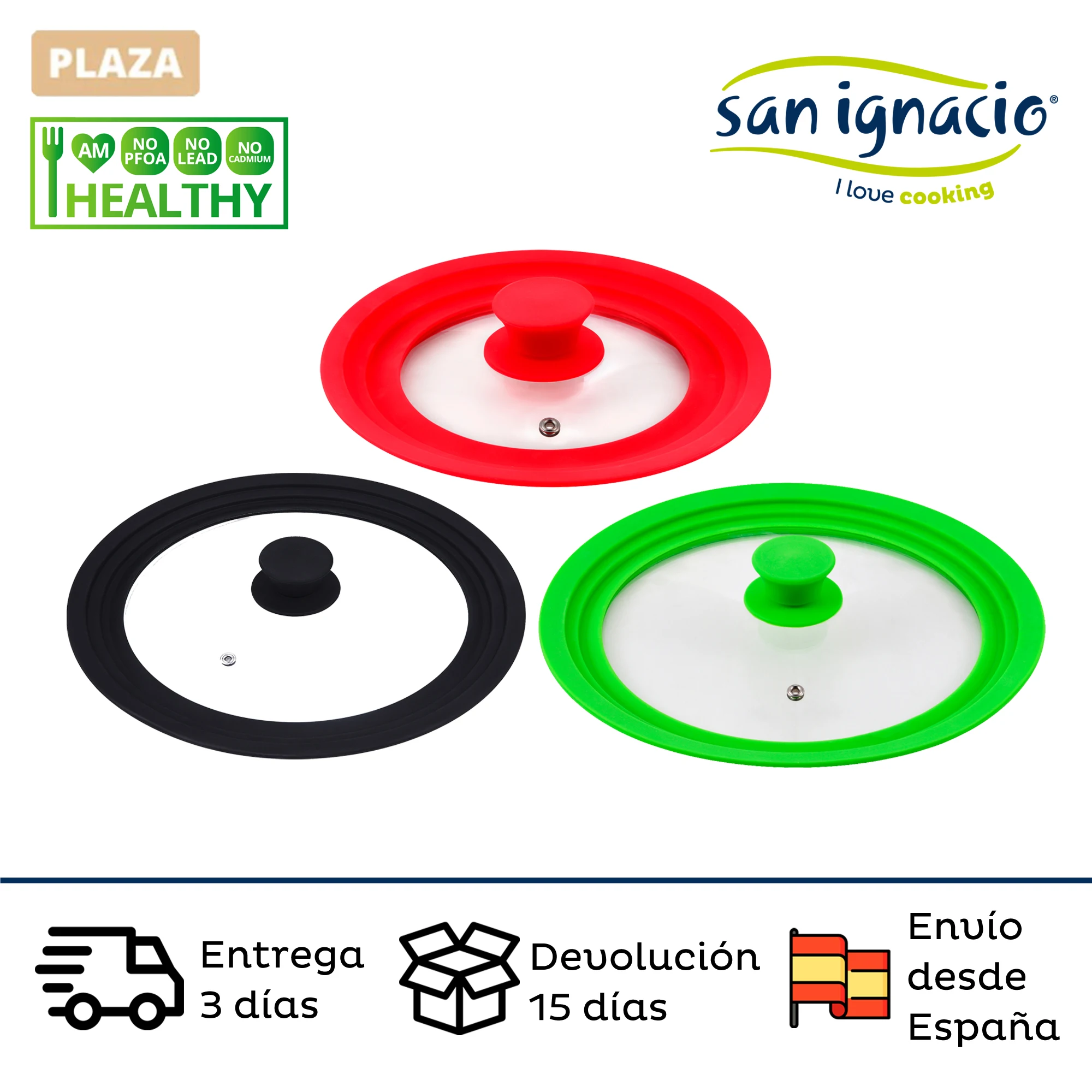 Universal SAN IGNACIO Jolie silicone lids for pots and pans of different sizes and in various colors