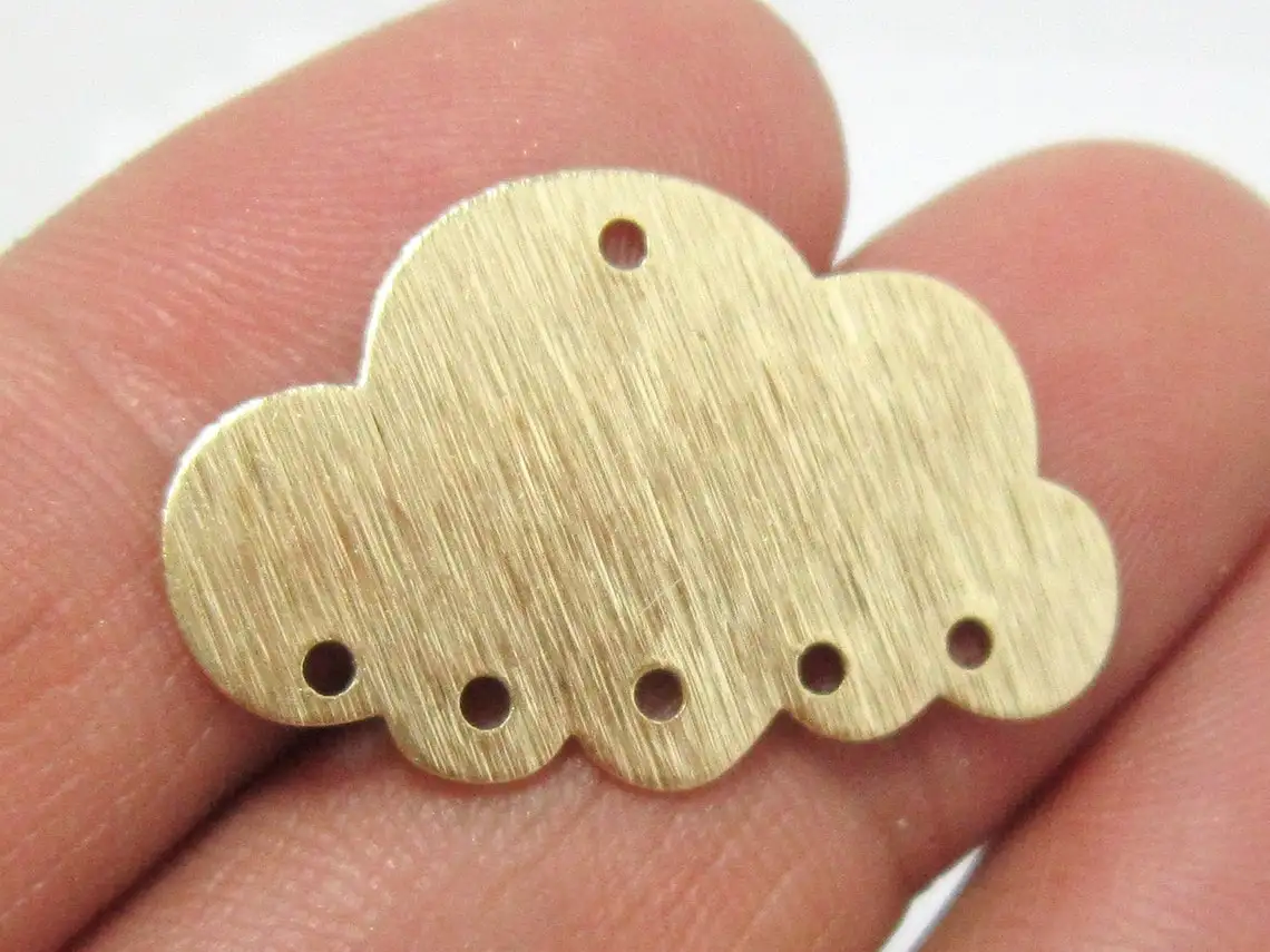 

10pcs Brass connector Textured brass cloud earring charm 30.3x19x0.65mm Brass pendant R1304