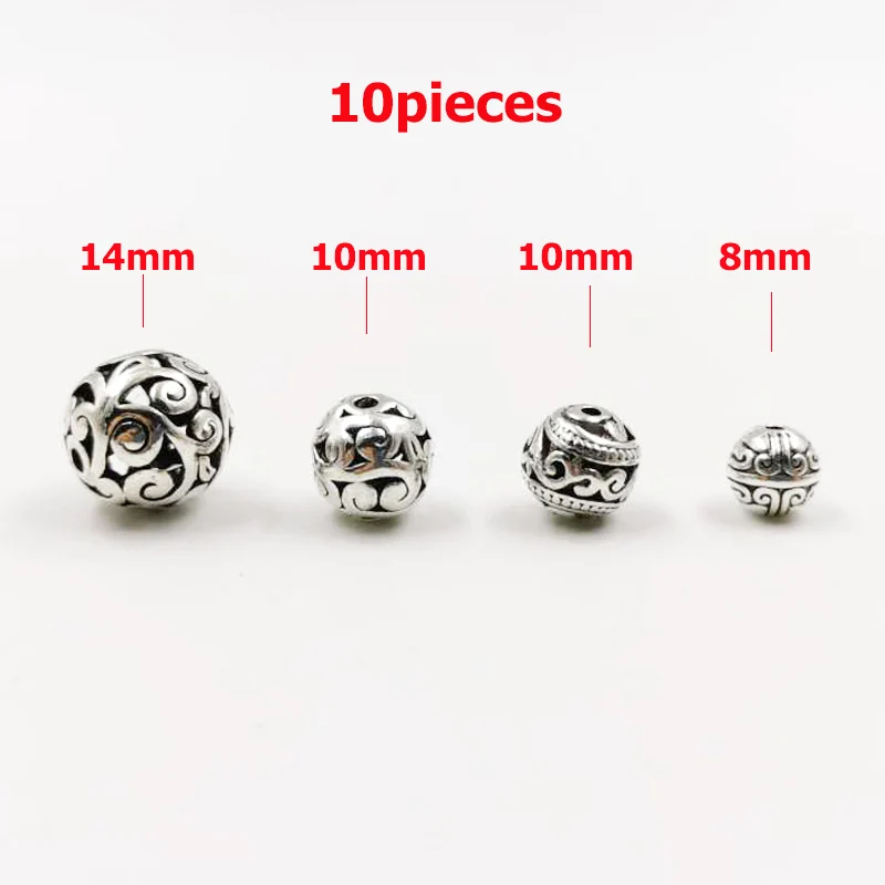 

10pcs/bag Tasbih Hollow Flower Metal Beads Wholesale ancient carving alloy bead for jewelry DIY Making spacer bead accessories