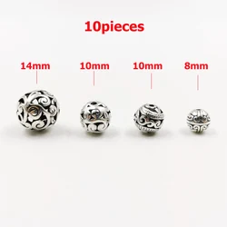10pcs/bag Tasbih Hollow Flower Metal Beads Wholesale ancient carving alloy bead for jewelry DIY Making spacer bead accessories