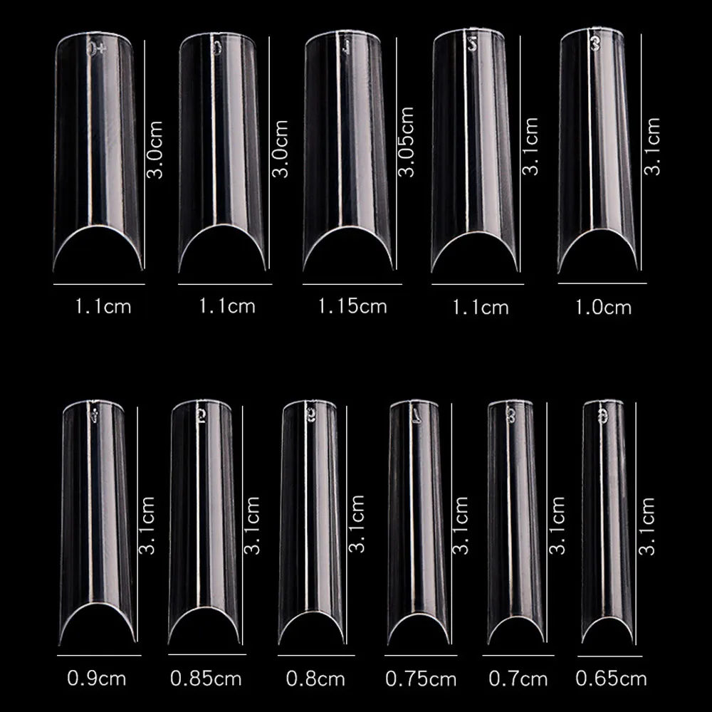 550Pcs/Bag 3.1cm(0+~9 Size) Extra LONG Square C CURVE Straight False Nail XL Clear/Natural Fake Nails Half Cover NAIL TIPS Tc#40