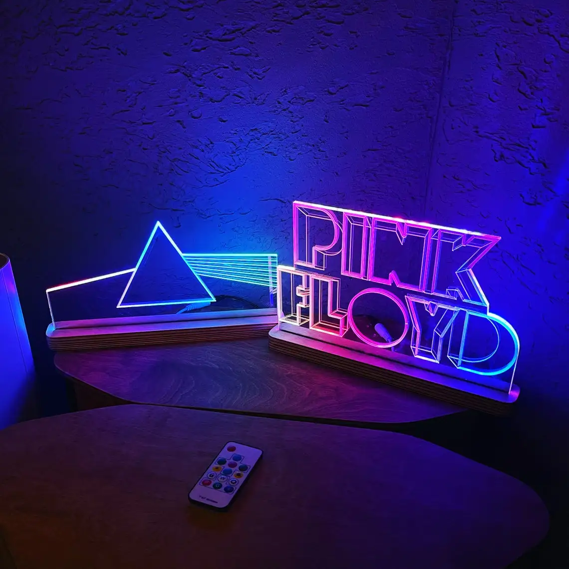 RGB LED Light USB Lamp Remote Full Animation Color Night Pink Typography Art Rock Band