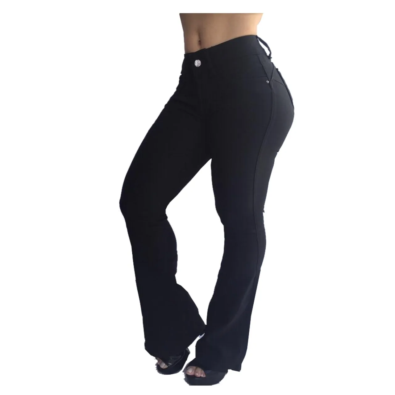 Flare Black Jeans Lycra Bojo Aumenta Butt