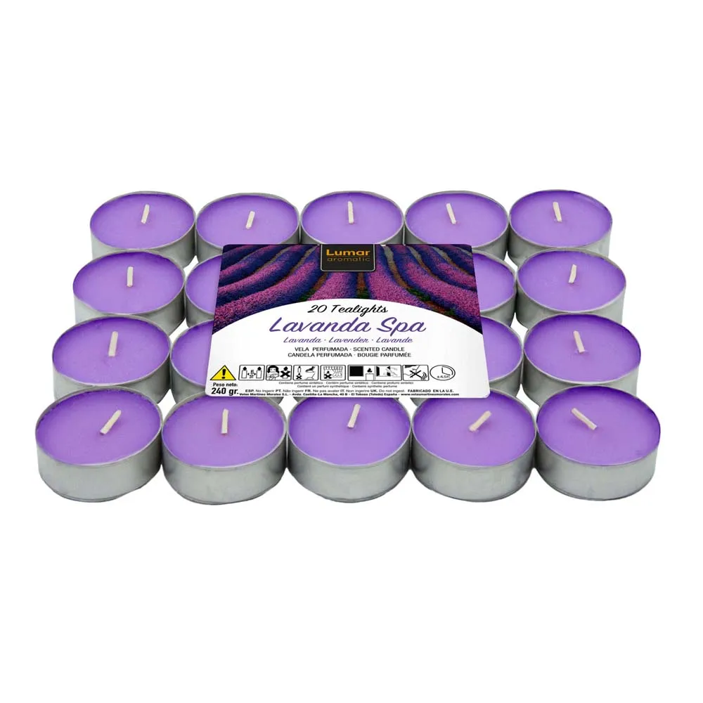 Pack 20 decorative aromatic candles of lavender tea Spa decoration candelabra