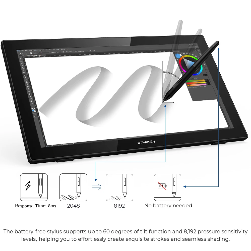 Imagem -03 - Xppen Artista 22 2nd Gen Tablet Gráficos Monitor Pen Display 21.5 Polegada Tablet de Desenho Digital com Suporte Ajustável 122 s Rgb