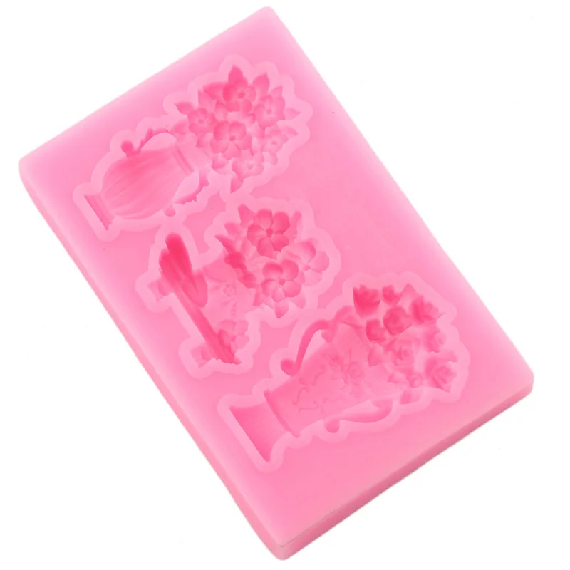 Cake Mold Flower Pot Fondant Silicone Molds DIY Sugarcraft Cake Decorating Tools Chocolate Gumpaste Moulds Cookie Baking Mould