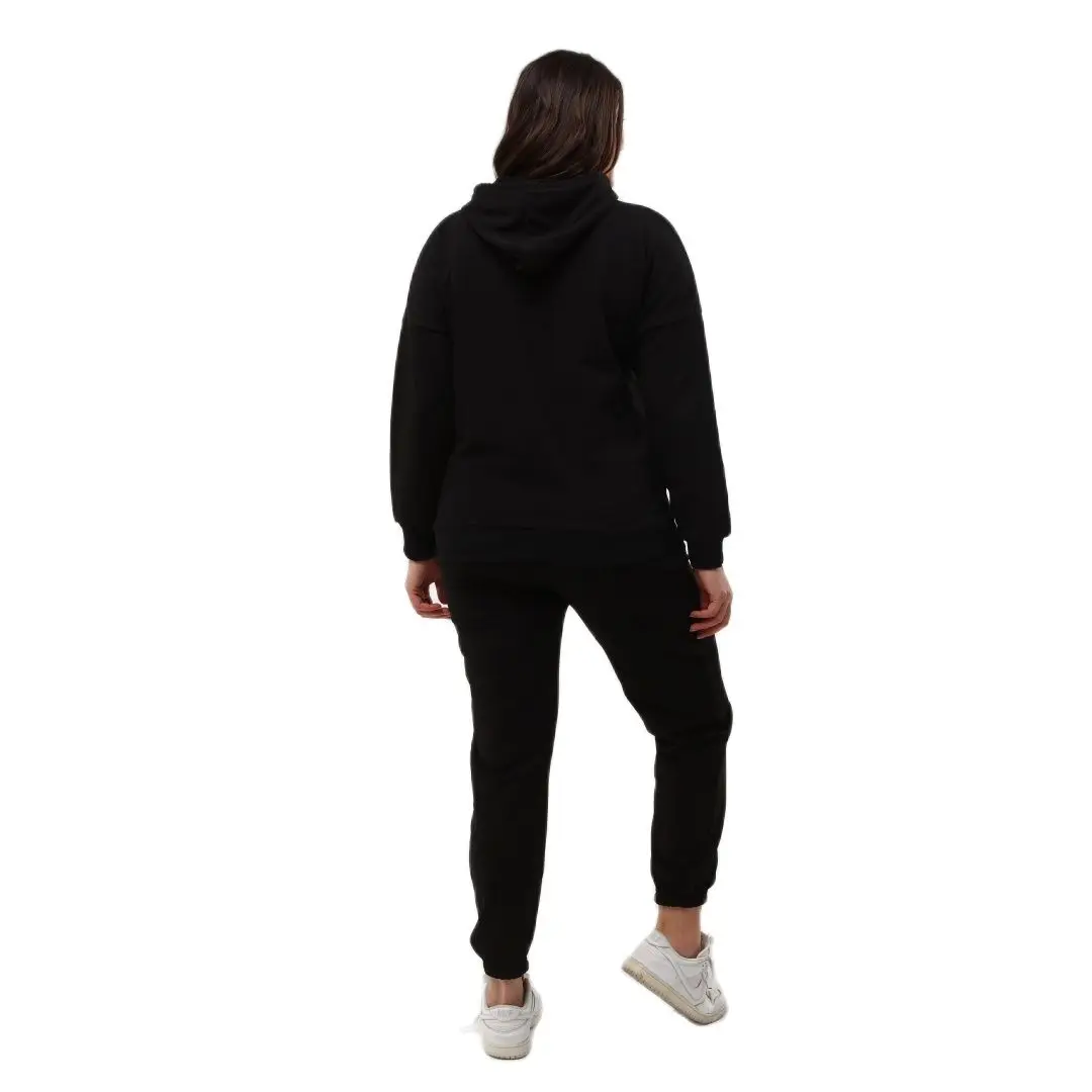 Women’s Plus Size Black Sweatsuit Set 2 Piece Pocket Detail Basic, Designed and Made in Turkey, New Arrival