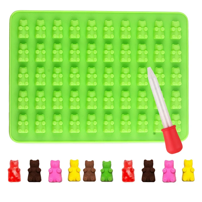 50/20 Cavity Bear Snake Silicone Molds Gummy Jelly Candy Chocolate Mold Cake Decorating Tools DIY Baking Moulds With Dropper