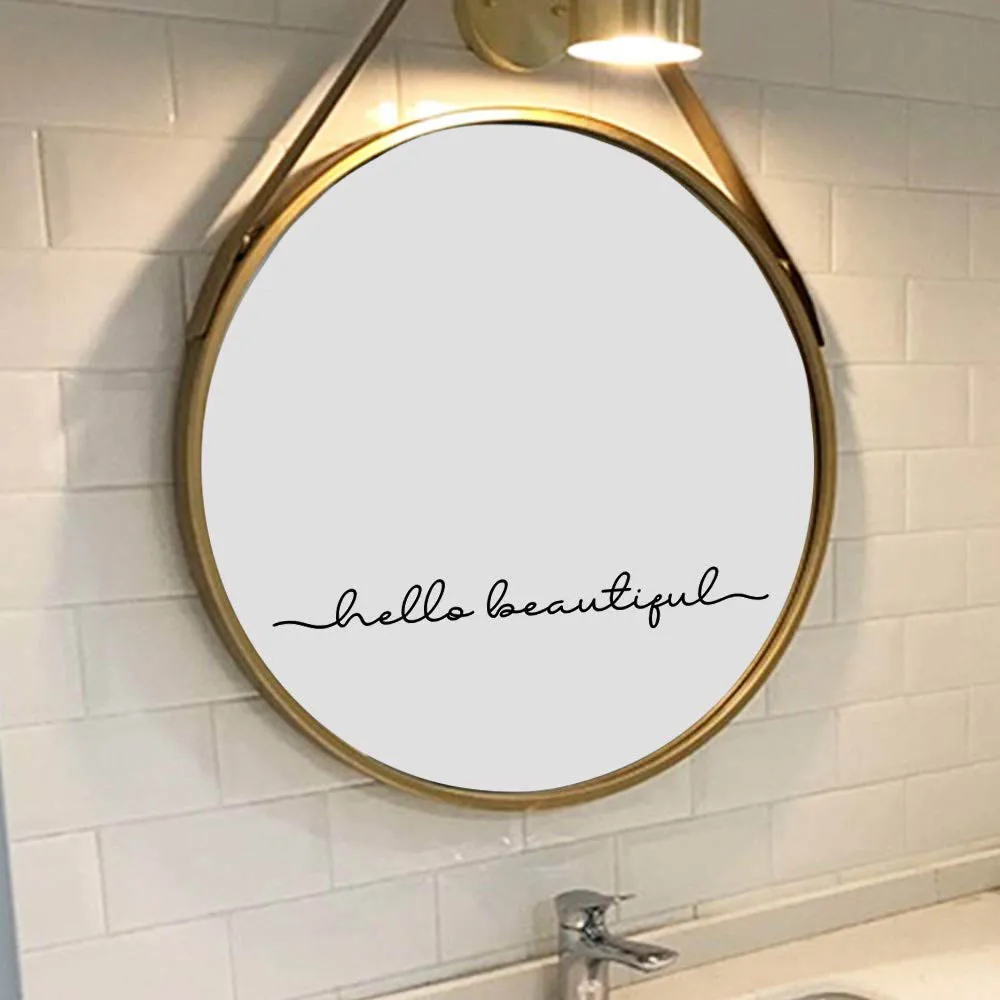 Hello Beautiful Inspirational Quotes Mirror Decal Vinyl Decal Handmade Products Decorative Accessories