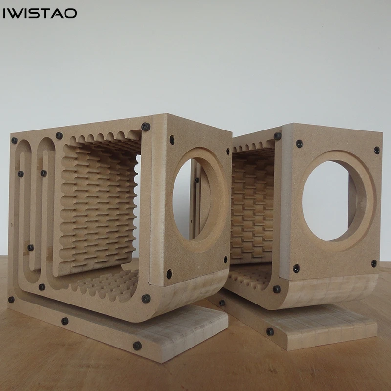 IWISTAO HIFI Speaker Empty Cabinet Kit Labyrinth High-density Fibreboard for 4 / 4.5  Inch Full Range Speaker Unit DIY