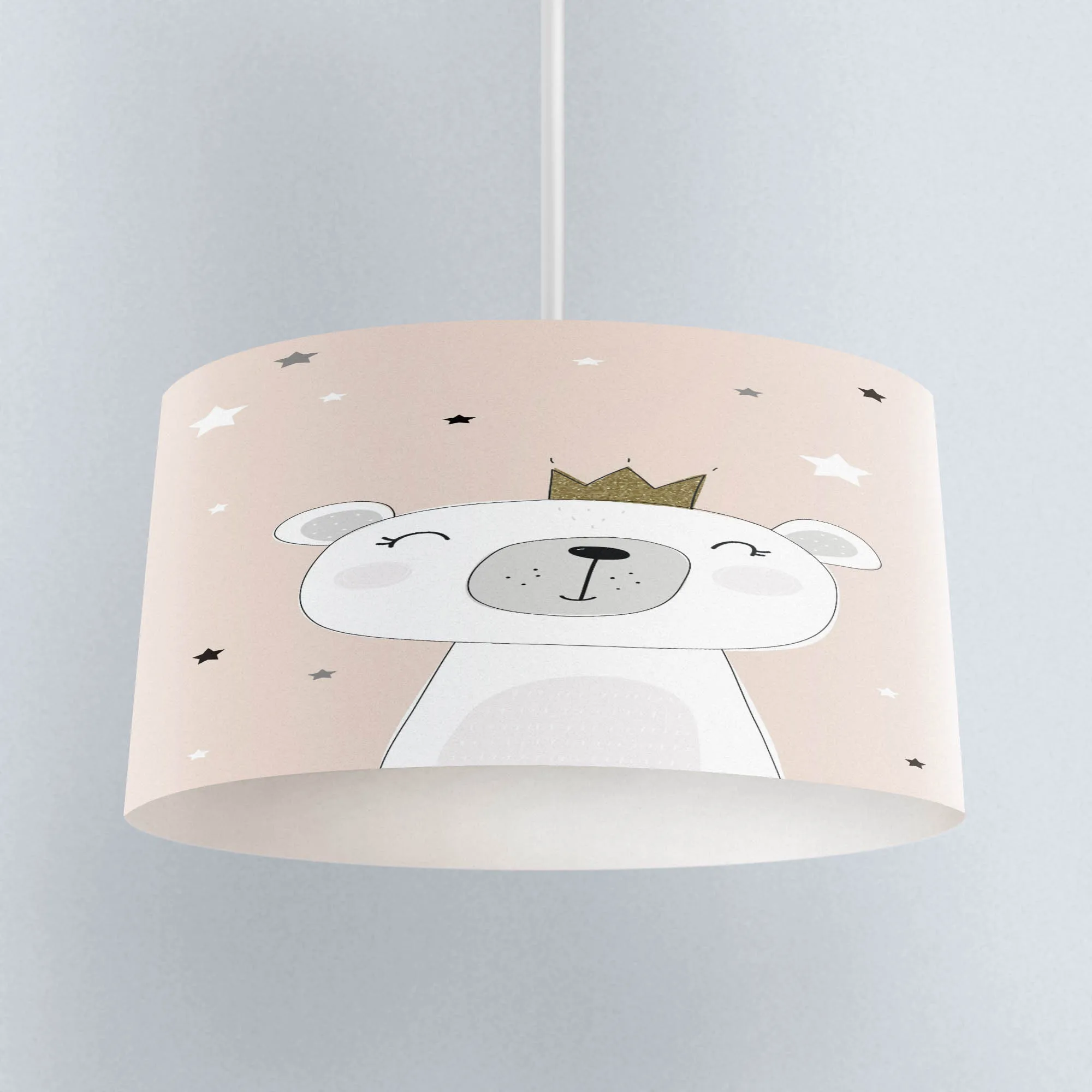 

Else Pink White Bear King Scandinavian Print Fabric Kids Chandelier Lamp Drum Lampshade Floor Ceiling Pendant Light Shade