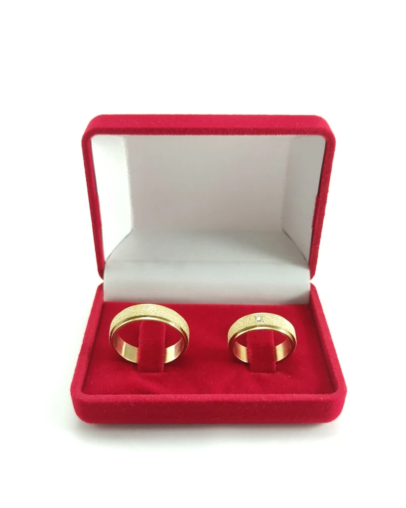 PAIR OF ALLIANCES: 6 MM PHOSQUED WITH 2 SIDE COLLS IN OLD COIN (Nordic Gold) Eternal Guarantee in Color! Identical 18K gold