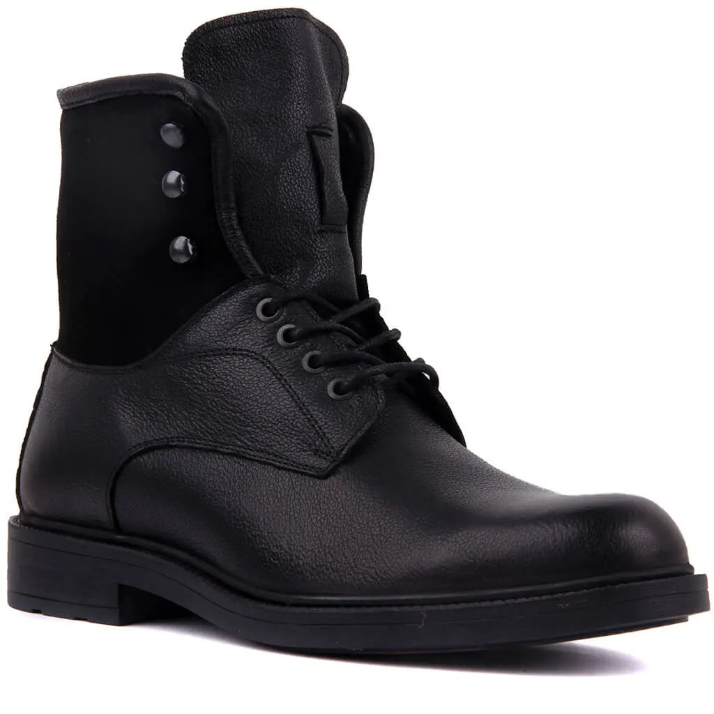 Botas masculinas de couro preto