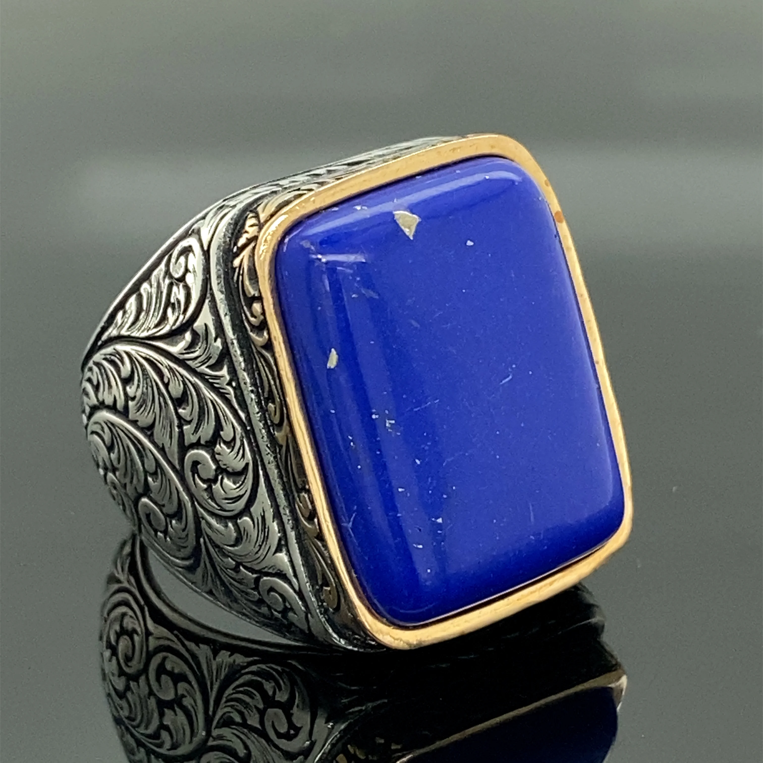 

Sterling Silver Ring , Sapphire Stone Ring , Men Rings , Natural Stone , Handcrafted Ottoman Men Ring , Turkish handmade , Gift