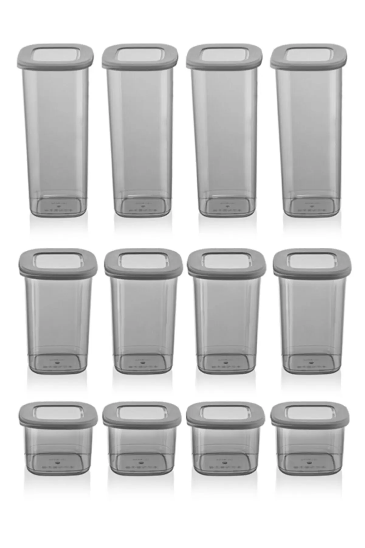 Square Supply Storage Container Set of 12 4x(0.55 LITER, 1.2 LITER, 1.75 LITER)  Strong Practical Different