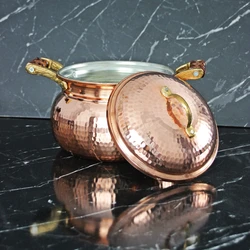 Baking %100 Turkish Copper Cooking Pot With Wooden Handles Cuisine Home Decoration Hot Pots Soup Pos for Cooking  Dinner set