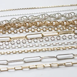 DIY Supply-One Meter (3.28 Feet) Premium Plated Brass Finding Chain-Cable-Rectangle-Flat Ring-Unfinished