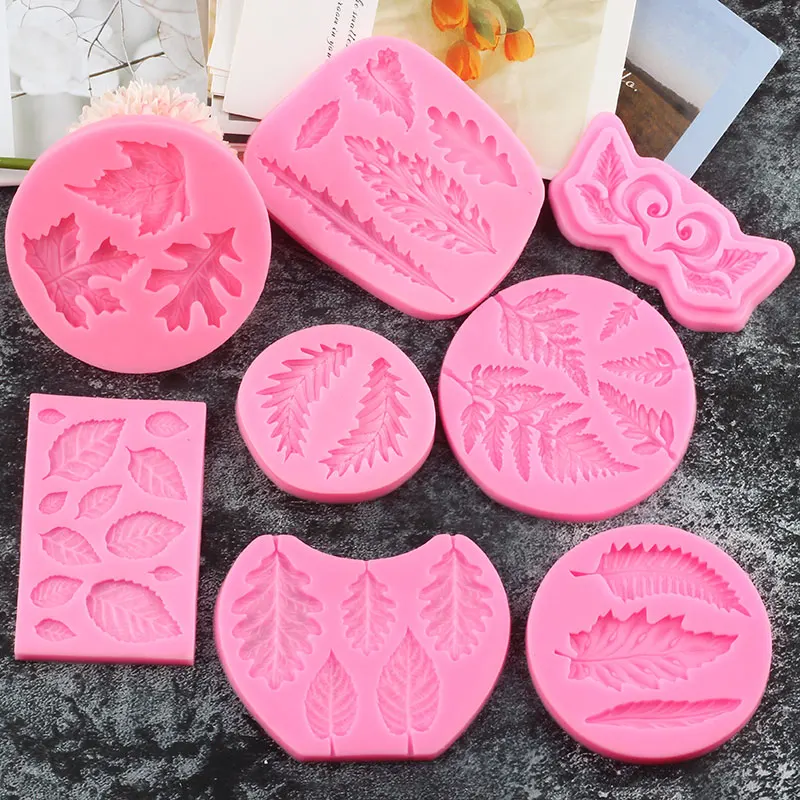 Rose Maple Leaves Shape Silicone Mold Fern Mimosa Leaf Fondant Cake Decorating Tools Cupcake Topper Chocolate Candy Resin Moulds