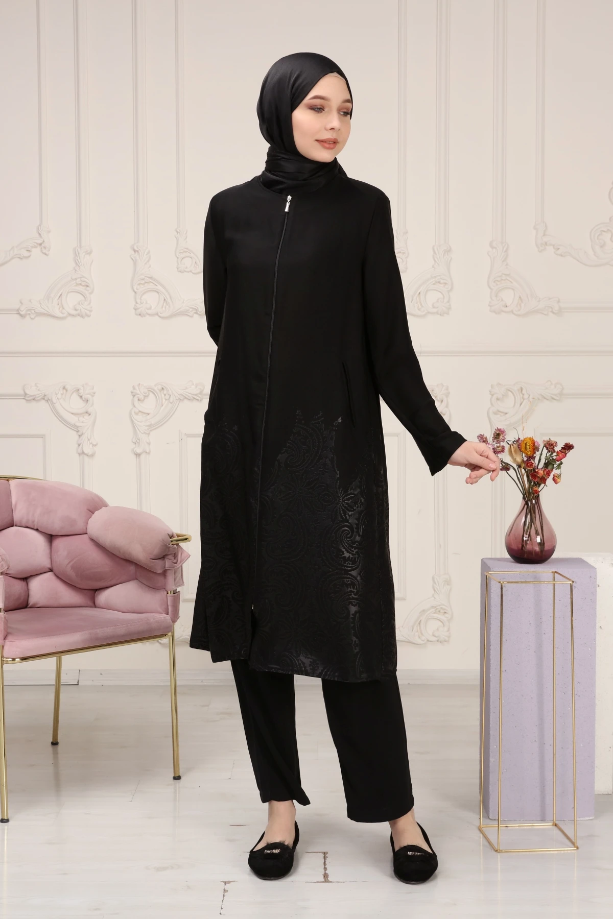 Traje musulmán Hijab para mujer, Túnica, pantalones, combinación, moda islámica, ropa informal, Marruecos, Dubai, boda, ceremonia, Reis Store, sedoso Poli