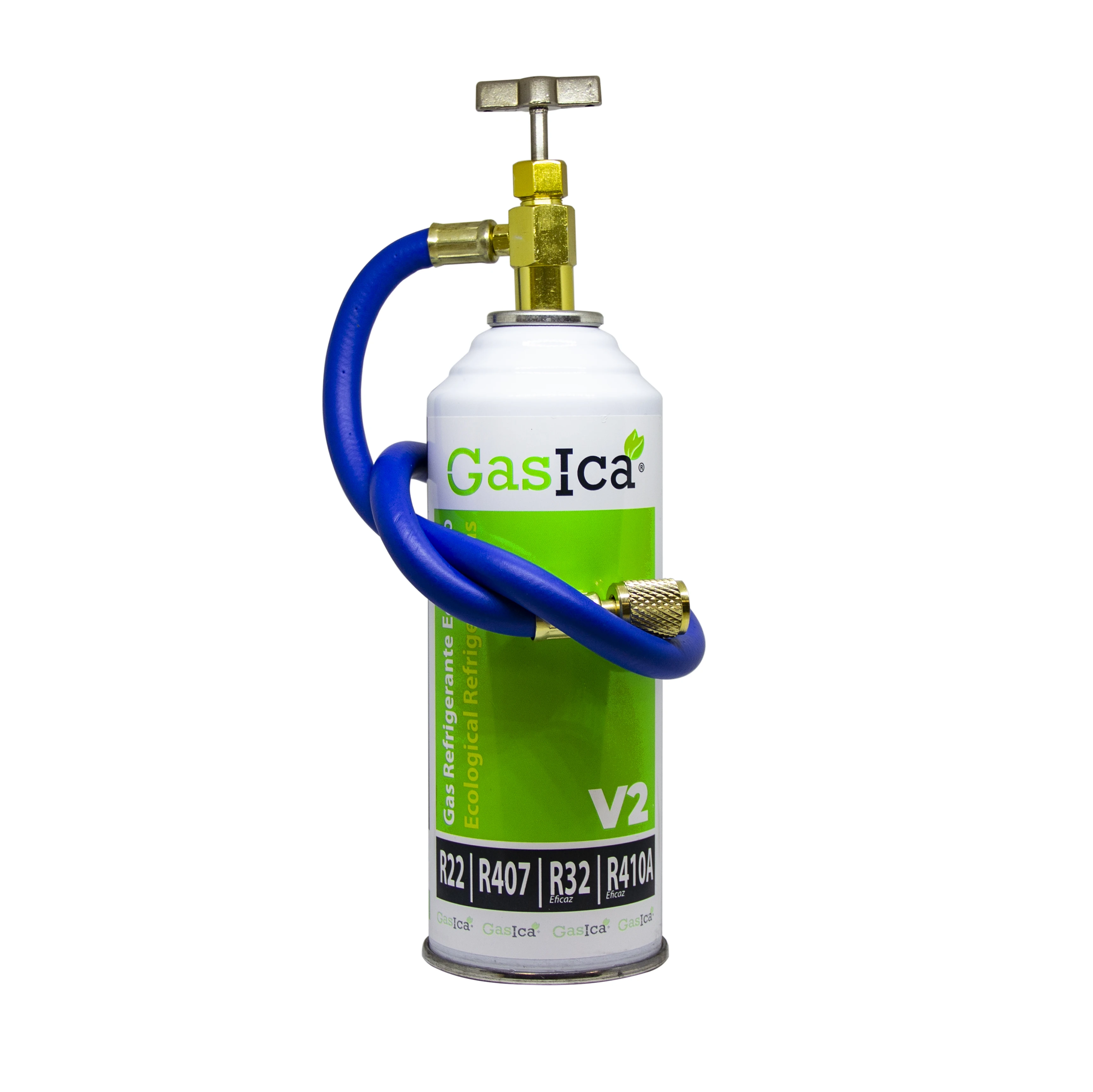 GASICA V2 substitute R22, R32, R407, R290 and R410A organic ecological refrigerant Gas 226gr. More hose with key for gas refill split air conditioner