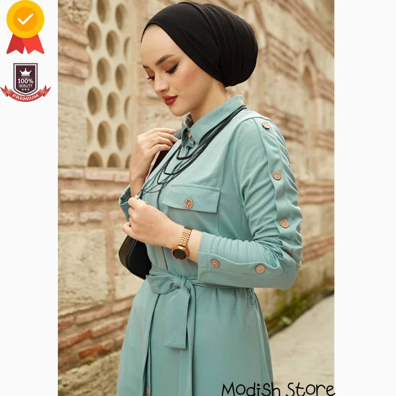 Shirt Collar Robe |New Season| Long Dress For Women Turkish Veiled Clothes Evening Dresses Kaftan Ramadan Muslim Fashion Islamic