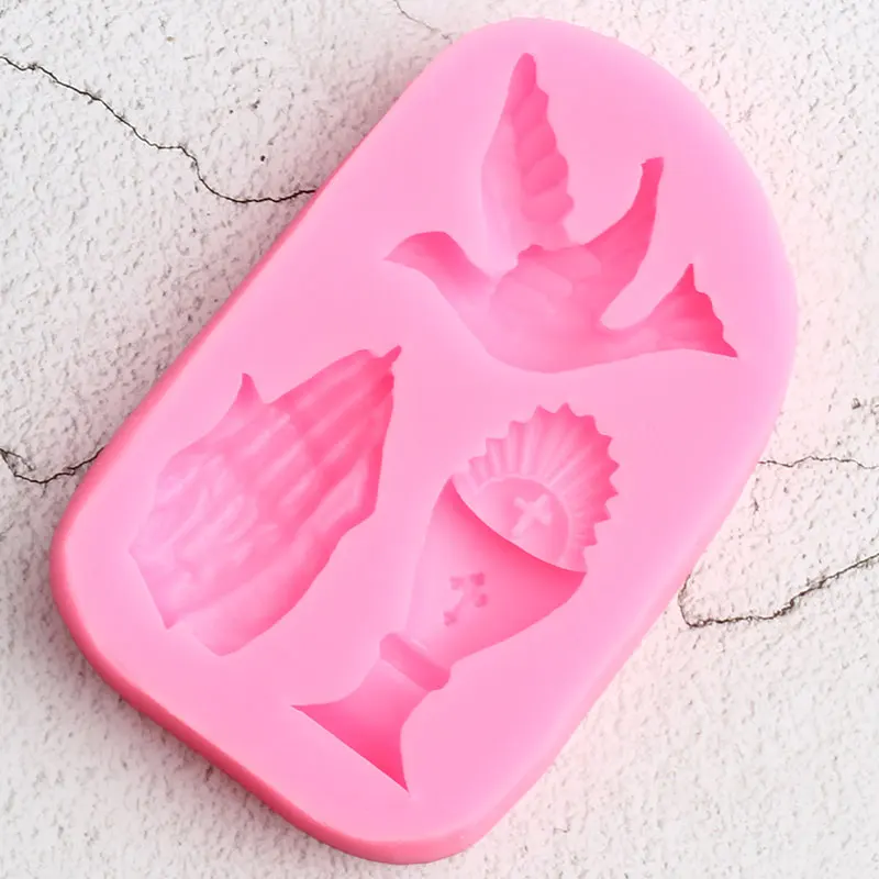 Holy Communion Silicone Mold Dove Prayer Hand Fondant Molds Cupcake Topper Cake Decorating Tools Candy Chocolate Gumpaste Molds