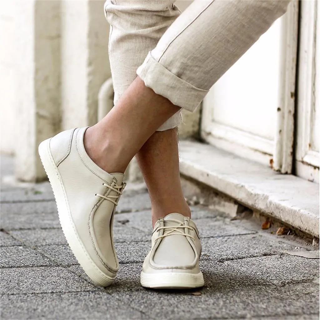 Berlayar Lakers-Beige Kulit Pria Sepatu