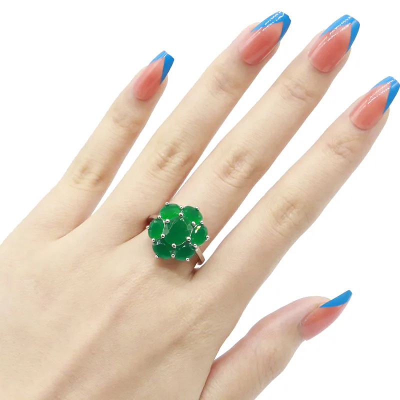 Buy 5 Get 1 Free 20x17mm Highly Recommend SheCrown Real Green Emerald Real Red Ruby Daily Dear Silver Rings Eye Catching