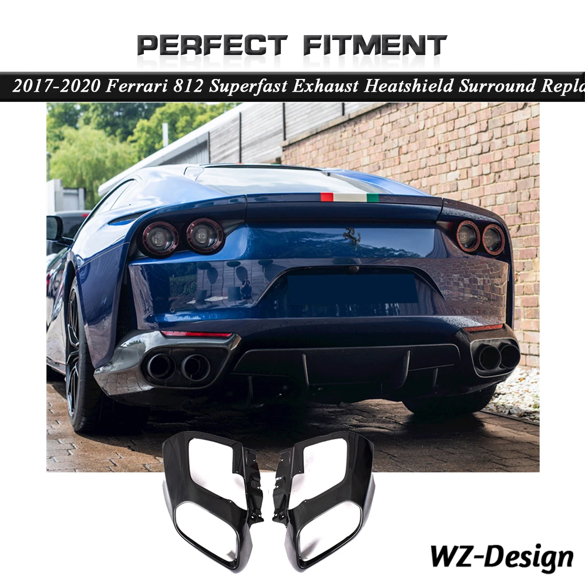 

High Quality DCF Dry Carbon Fiber Exhaust Heatshield Surround Replacement Fit For 2017-2020 Ferrari 812 Superfast