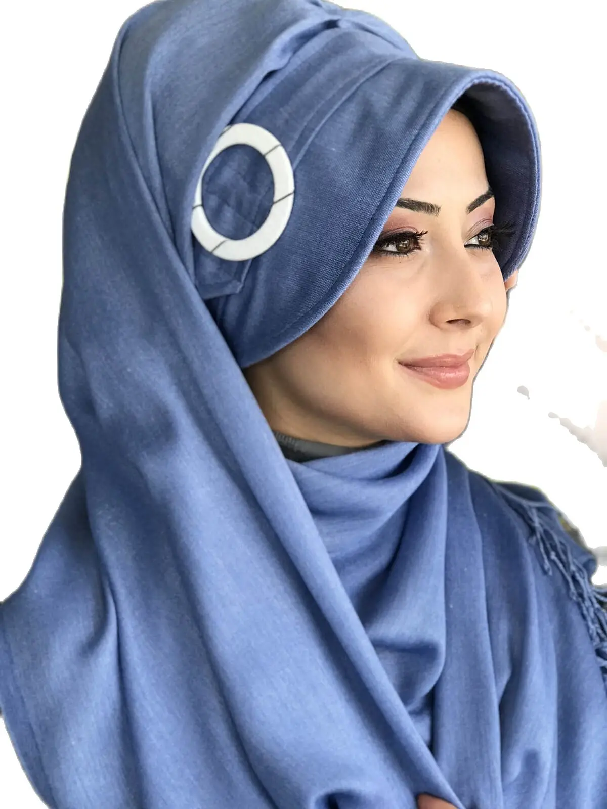 New Fashion 2021 Muslim\'s Hijab Islamic Clothing Turban Spring Summer Season Foulard Scarf Navy Blue Buckle Woman\'s Hat Shawl