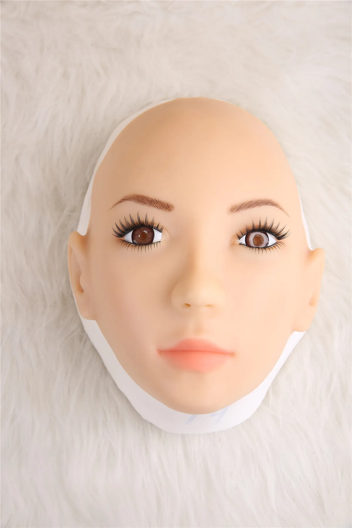 (Sh-19) Crossdress Half Head Realistic Silicone Transgender Female Cosplay Cross Dressing Mask With Fake Eyes Male To Female