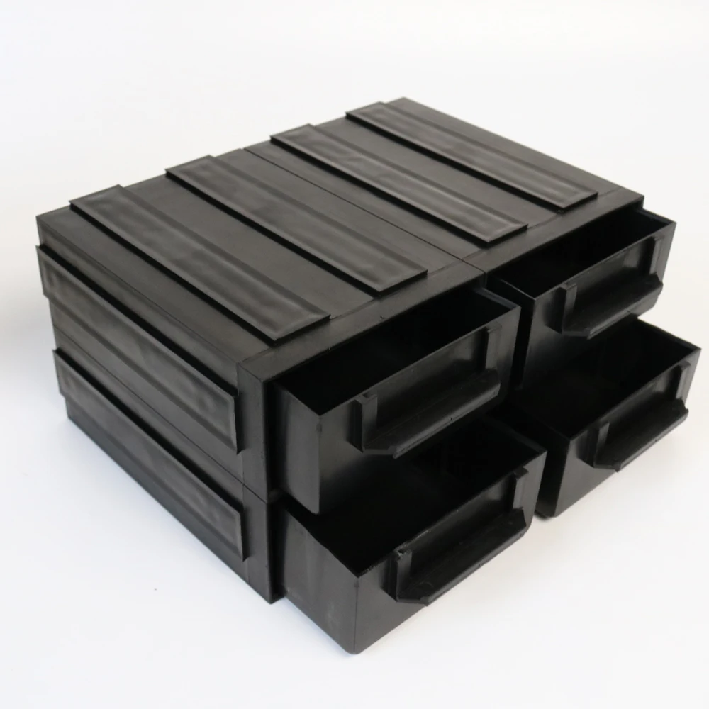 Q-DB1 ESD Drawer Boxes 138X92X48mm Organize SMD IC Antistatic Conductive Storage Black Plastic Bins