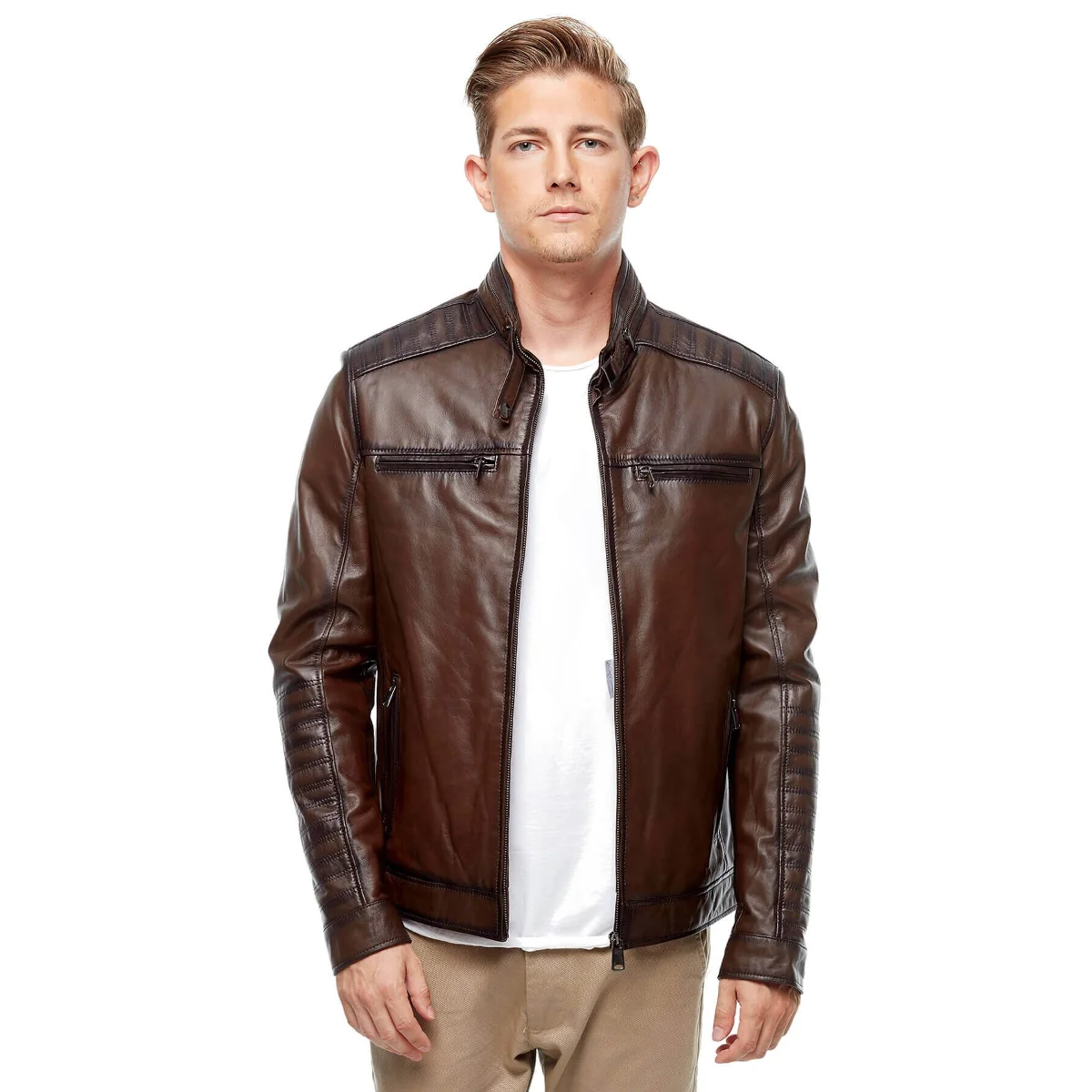 Alvaro Cà Phê Tranh Áo Khoác Orjinal Da Cừu Thu Đông 2022 Biker Slim Size Lớn VintageTürkiye