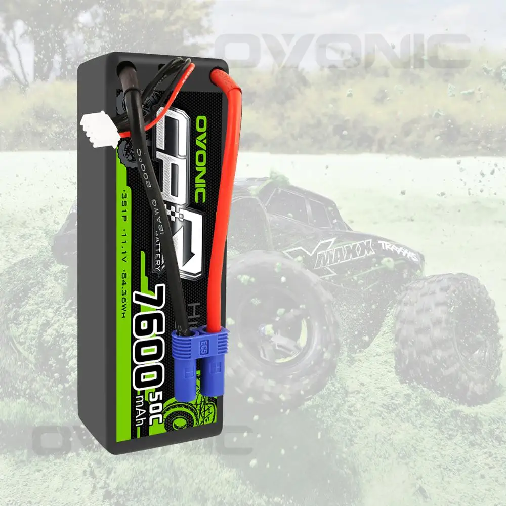 OVONIC 11.1V 7600mAh 3S1P 50C Hardcase Lipo Battery 13# With EC5 Plug For Arrma 3S Losi 1/8 1/5 1/6 Truck