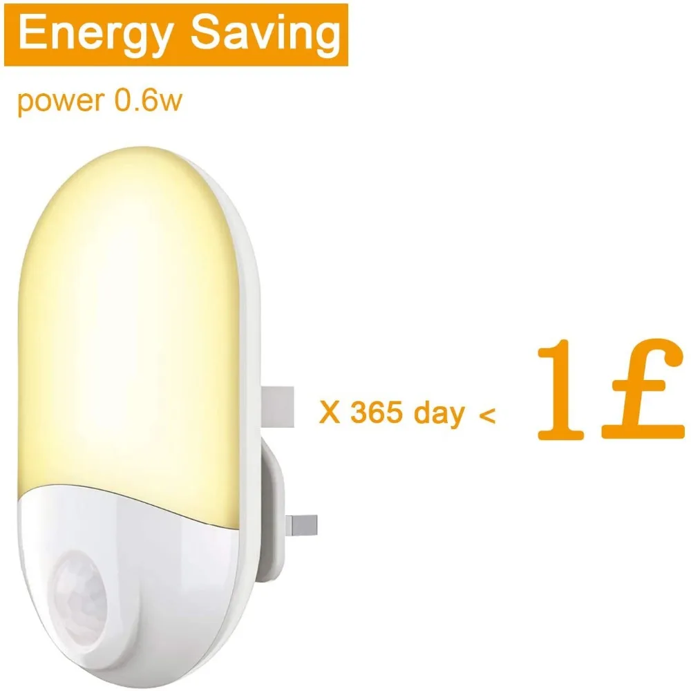 Bedside Lamp US EU UK Plug LED PIR Motion Sensor Smart Night Light for Bathroom Home Lamp Lighting Bulb