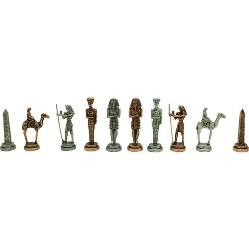 PRESTIJHome Large Metal Antique Egyptian Chess Piece Antique Glossy or Matte (Board Not Included)