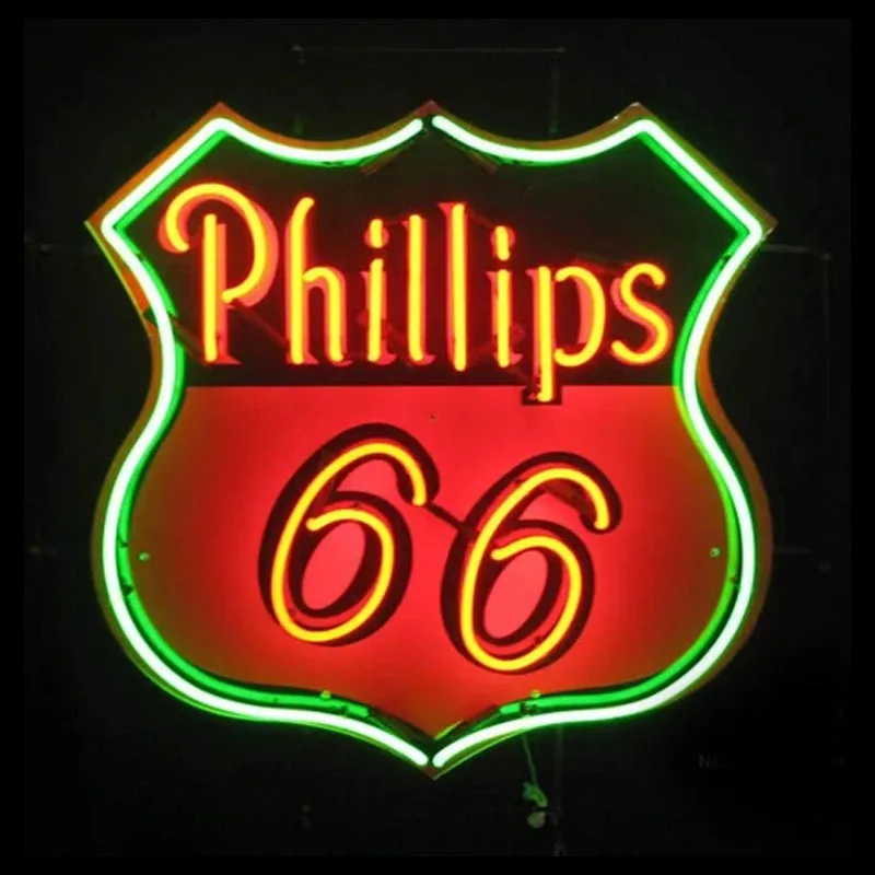 Neon Signs Phillip 66 Gasoline Handmade Art Neon Signs Decor Custom Logo Paint Board Neon Light Sign Wall Lights Aesthetic Room