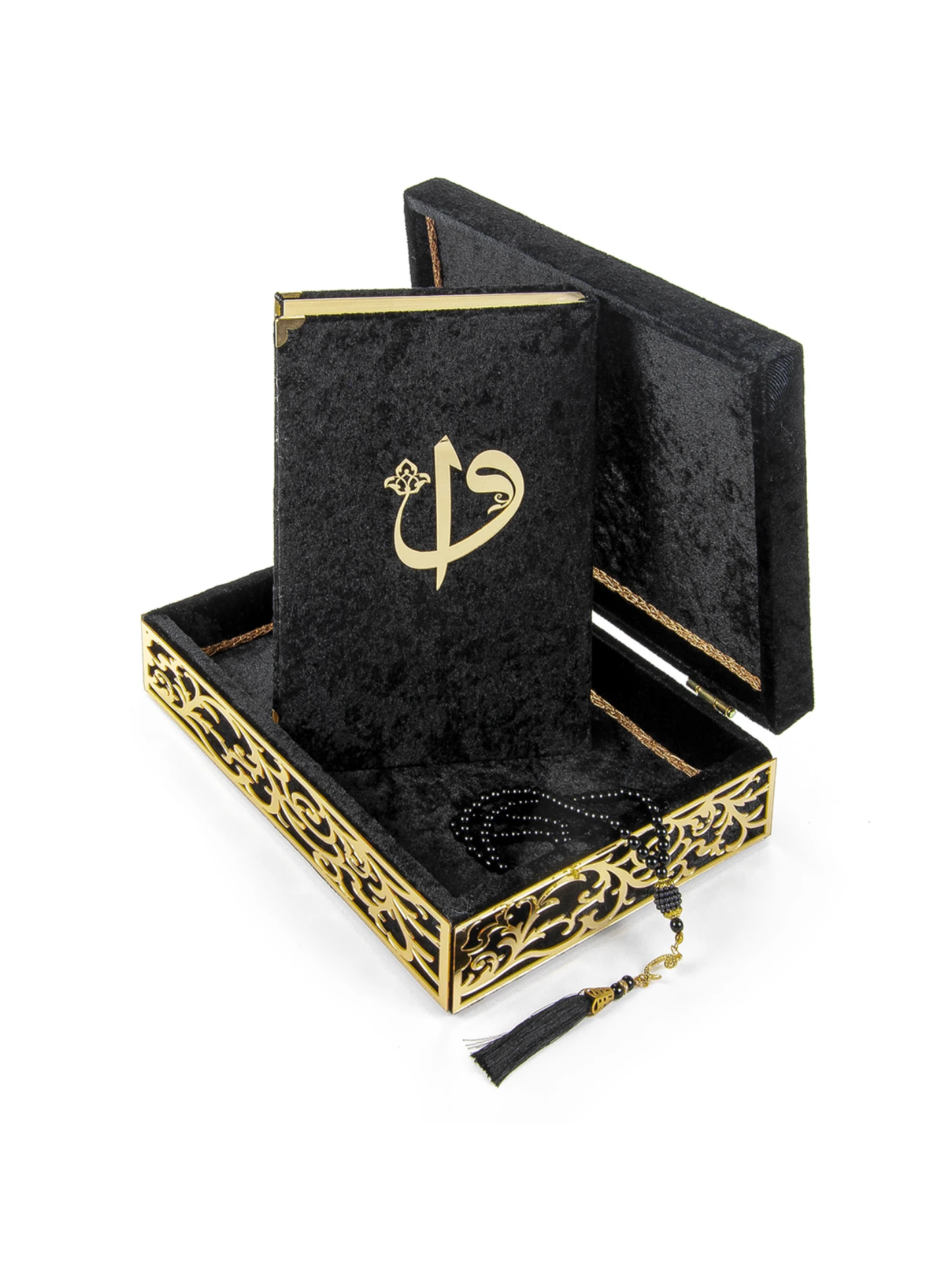 The Noble Quran Velvet Covered Special Box Plexi Decorated Perfect Gift To Your Loved Ones Mother Black Color