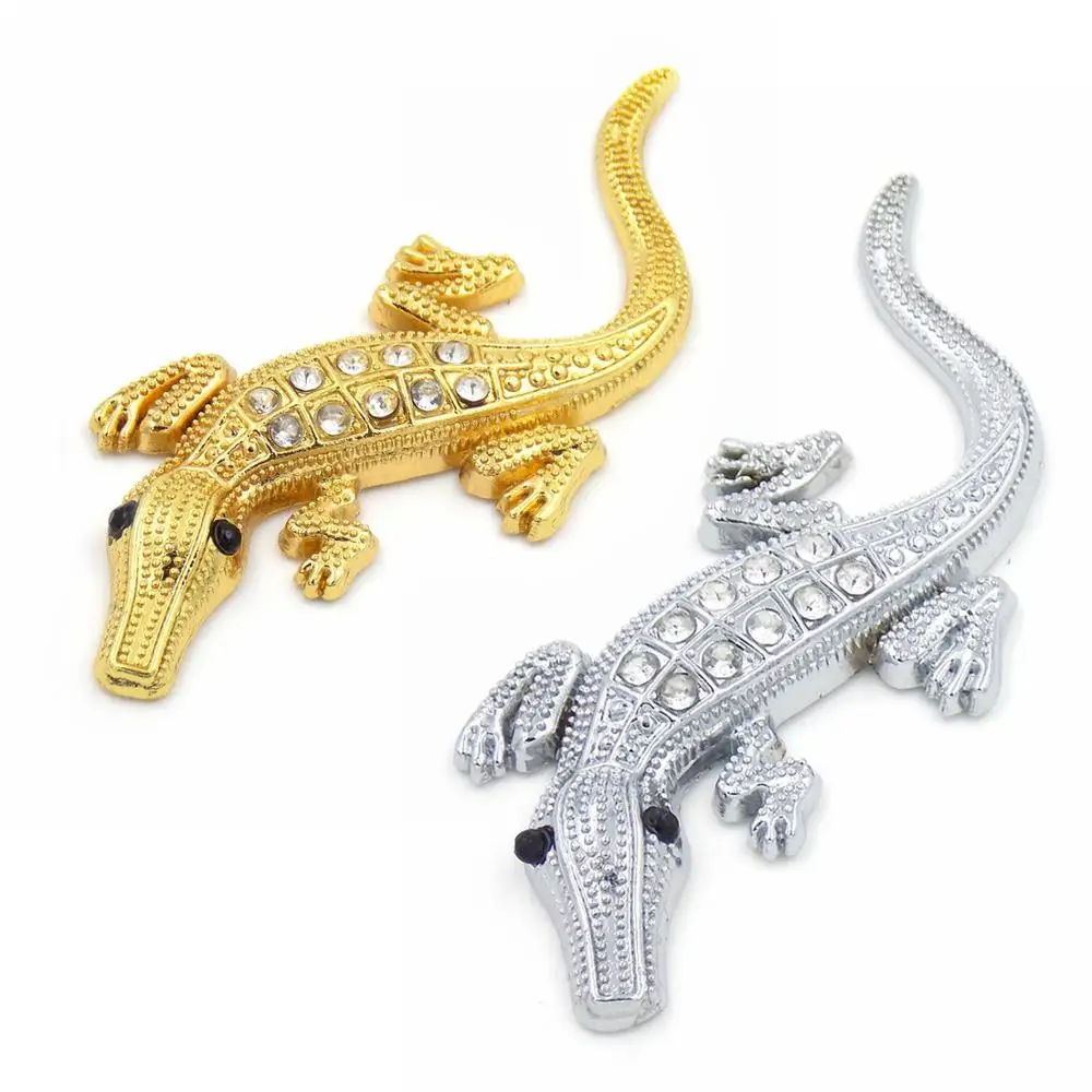 10pcs Rhinestones Inlaid Crocodile Charms Hiphop Rock Jewelry Findings DIY Popular Personality Necklace Keychain Alloy Pendants