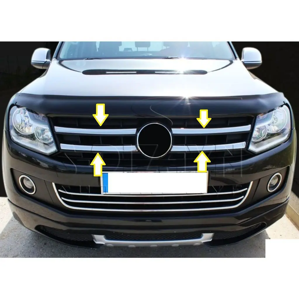 

For VW Volkswagen Amarok 2010-2016 Stainless Steel Chrome Front Grille 4 Pcs.--Stylish Look Auto Accessories Body Kit Shinny