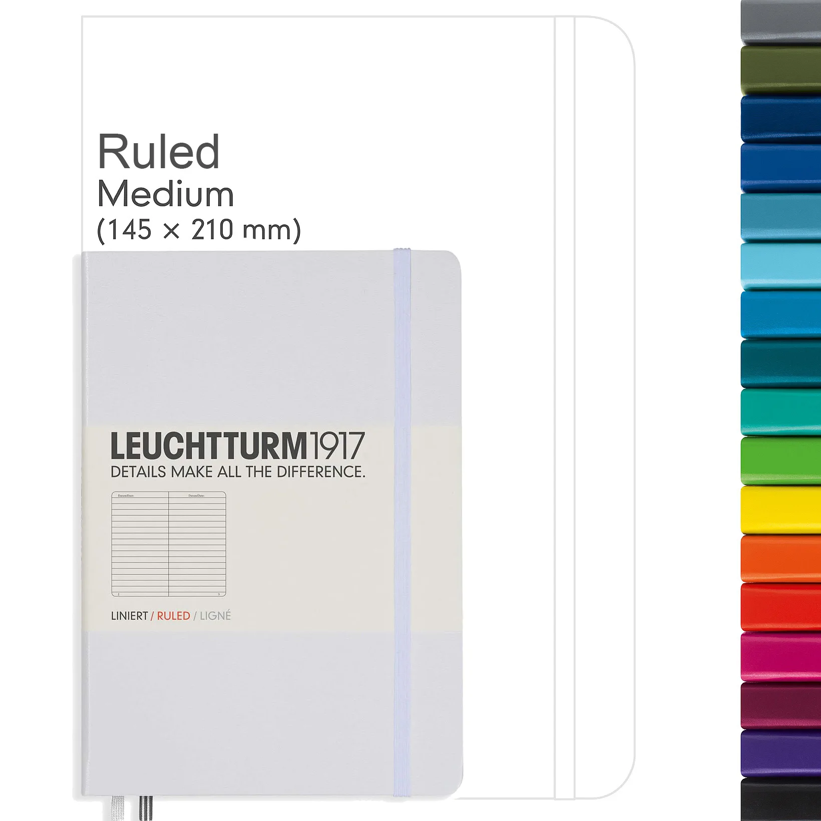 Leuchtturm1917 Notepad Medium (A5), Hard Cover, 251 Numbered Pages - Ruled